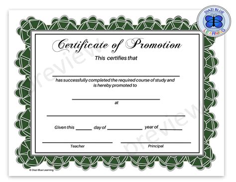 promotion certificate template word